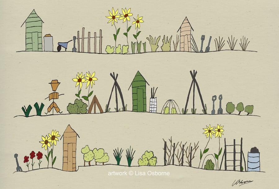 Allotments - gardening - art print