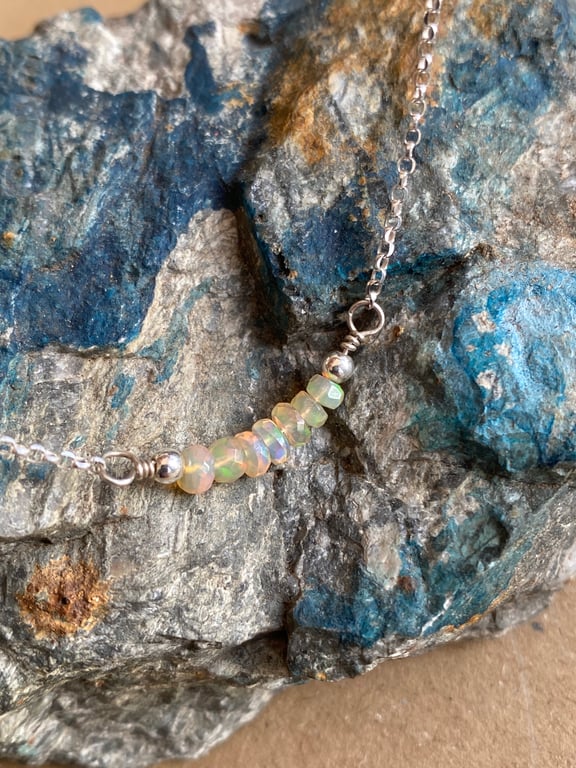 Sterling silver gem & freshwater pearl bar necklaces