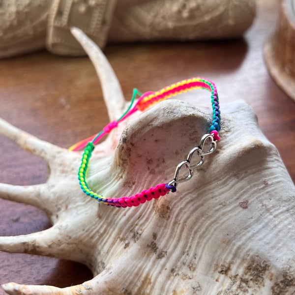 Rainbow Love Bracelet - Macrame Friendship Adjustable Bracelet Pride