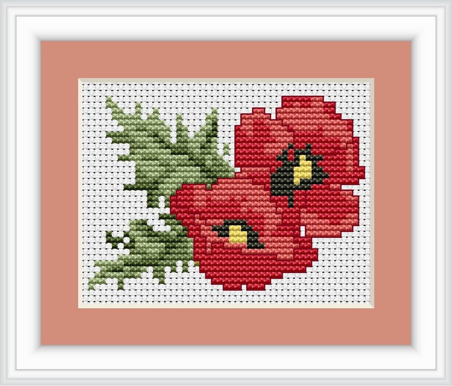 Red Poppies Flowers Counted Cross Stitch Kit
