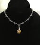 Linked Beaded Necklace with Cut Glass Flower Centrepiece - Image 1