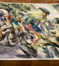 Peloton Blur – original watercolour painting, unframed - Image 2