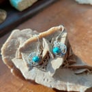 Sterling Silver and Turquoise Tree of Life Earrings - December Birthstone