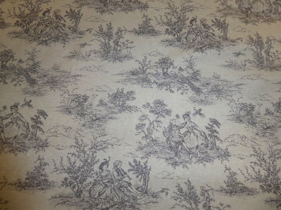 Toile de Jouy Tablecloth. 150 x 135cm Cotton  Grey