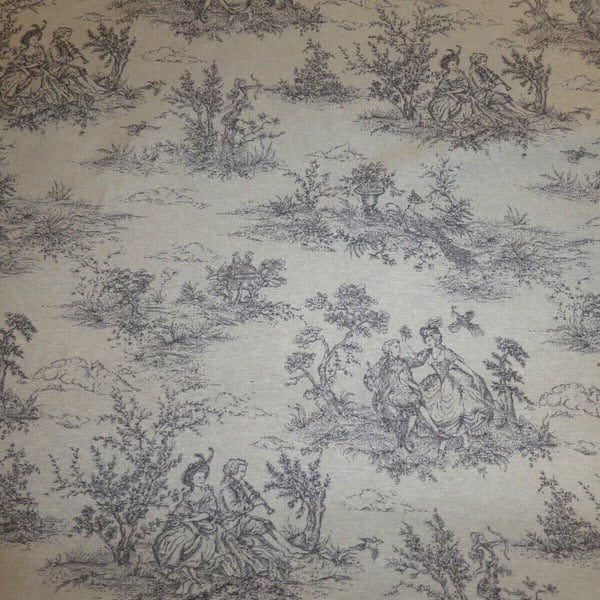 Toile de Jouy Tablecloth. 150 x 135cm Cotton  Grey