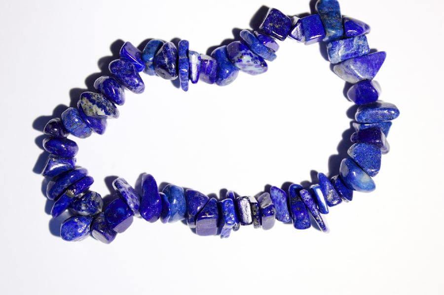 Lapis lazuli gemstone chips elasticated bracelet, deep blue stacking bracelet