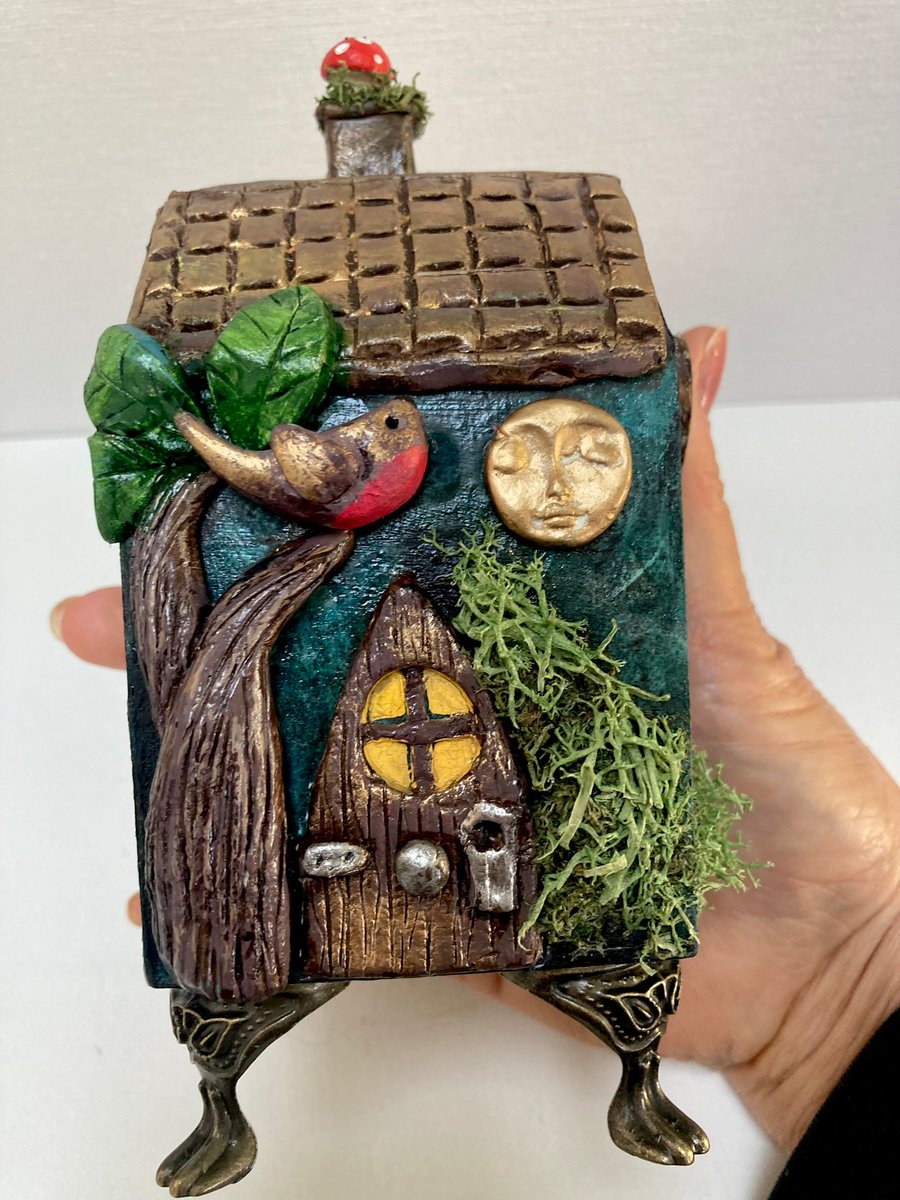 Weird Gothic Altered Mixed Media Magical Fairy Tale House Trinket Jewellery Box