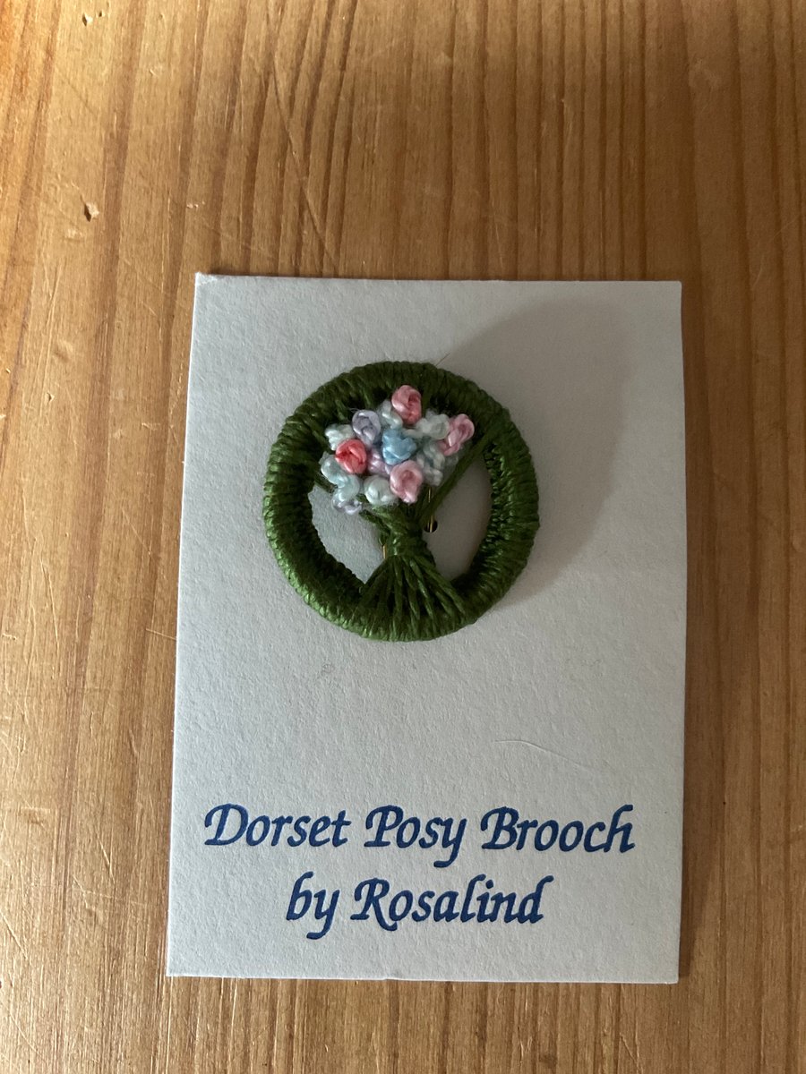 Dorset Posy Brooch, Dark Green with Pastel Flowers, P16