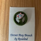 Dorset Posy Brooch, Dark Green with Pastel Flowers, P16