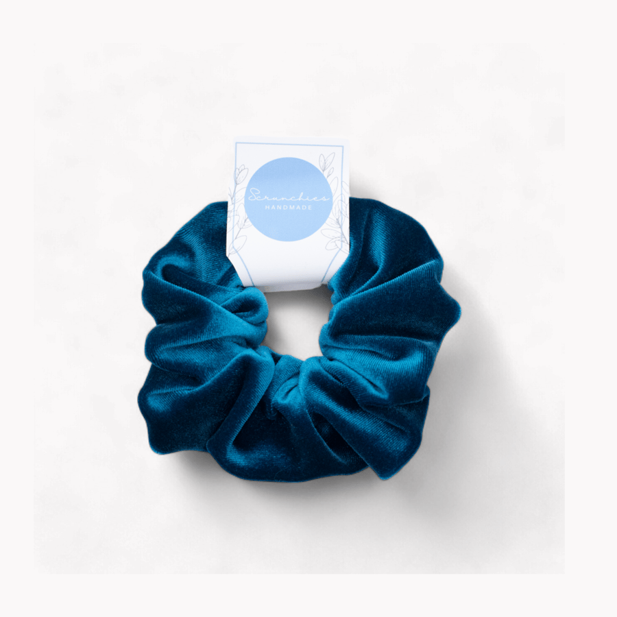 Velvet Scrunchie - Large Scrunchie for Women, Girls Hair Accessory in Teal Blue
