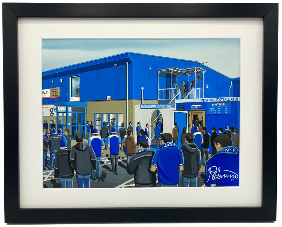 Peterhead F.C, Balmoor Stadium, High Quality Framed Football Art Print.