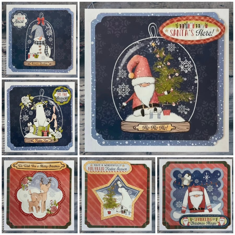 Set of six cute Christmas cards.
