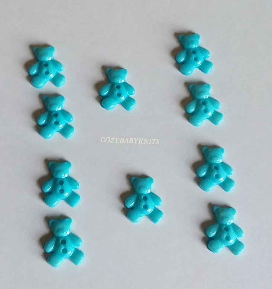 Turquoise blue teddy bear plastic buttons