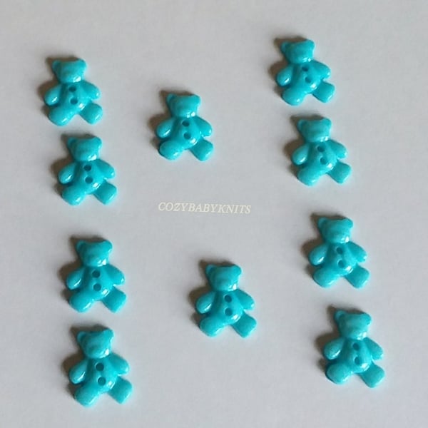 Turquoise blue teddy bear plastic buttons
