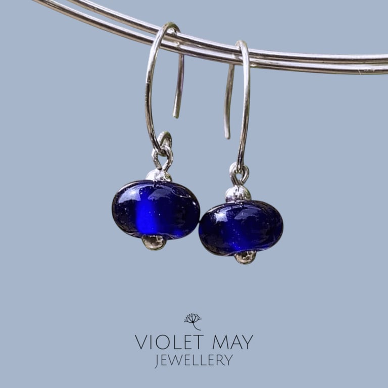 Deep Blue Glass Earrings