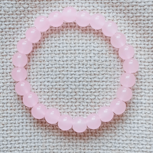 Ladies Rose Quartz Elastic Bead Bracelet