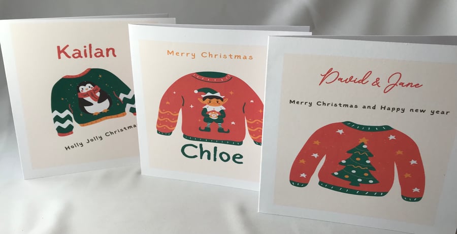 Personalised Christmas cards, name on Christmas, personal Christmas cards,