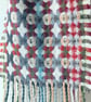 Handwoven Lambswool Scarf in Red and Green, Golfballs 4 - Image 2