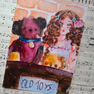 Old Toys - A5 Watercolour Art Print, Kawaii Teddy Bear Doll Watercolour, Anime