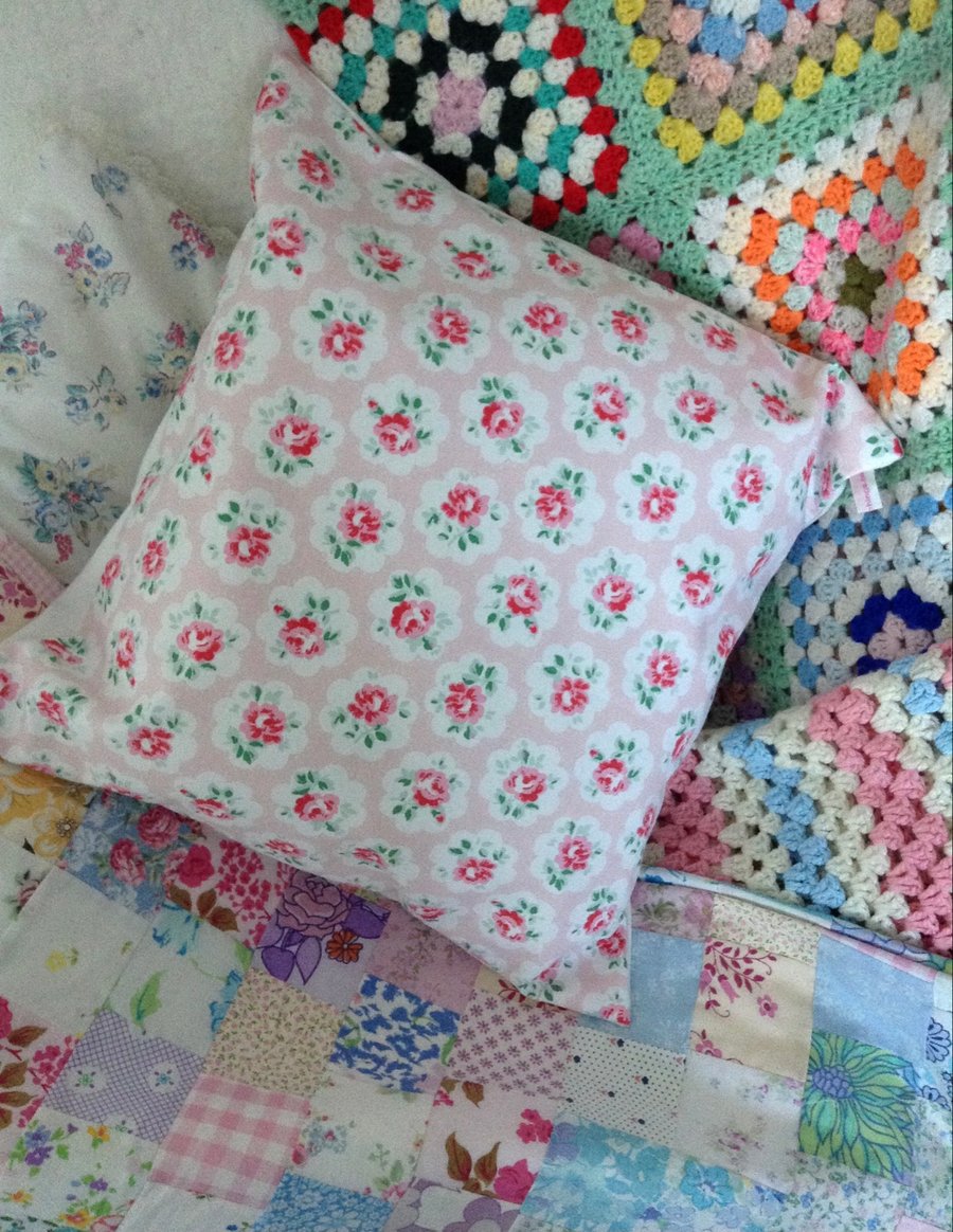 Cath kidston Provence rose pink design cotton  fabric cushion cover