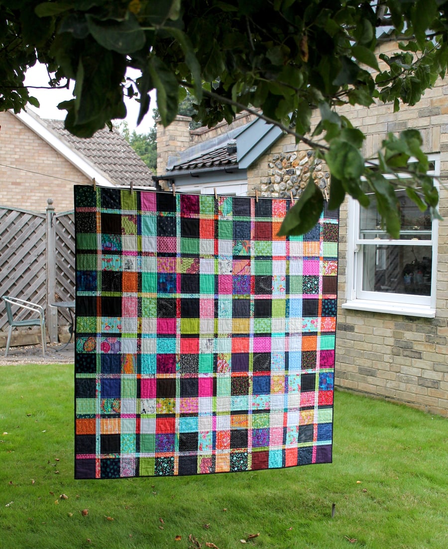 Modern patchwork quilt - throw size