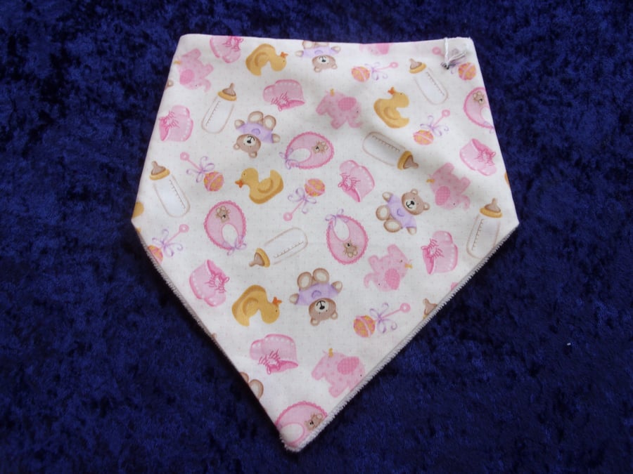 Dribble Bib with Pink Babies Bottles, Bibs and Bootees