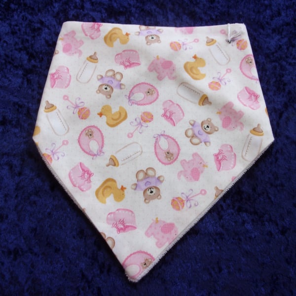 Dribble Bib with Pink Babies Bottles, Bibs and Bootees