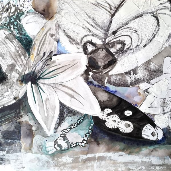 Still life on paper. (Framed, 50cm x 70cm)