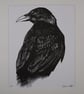 Raven Hand Printed and Finished Lino Print, Mounted and Signed