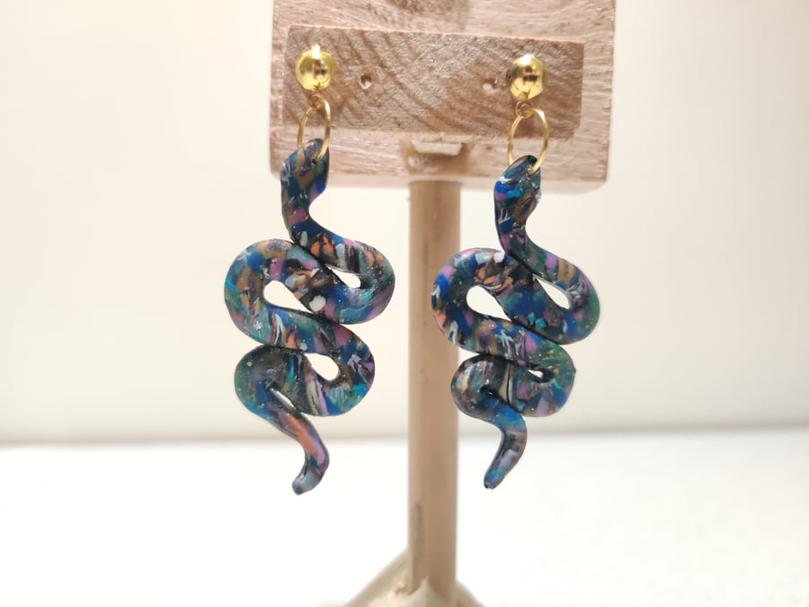 Snake polymer clay earrings