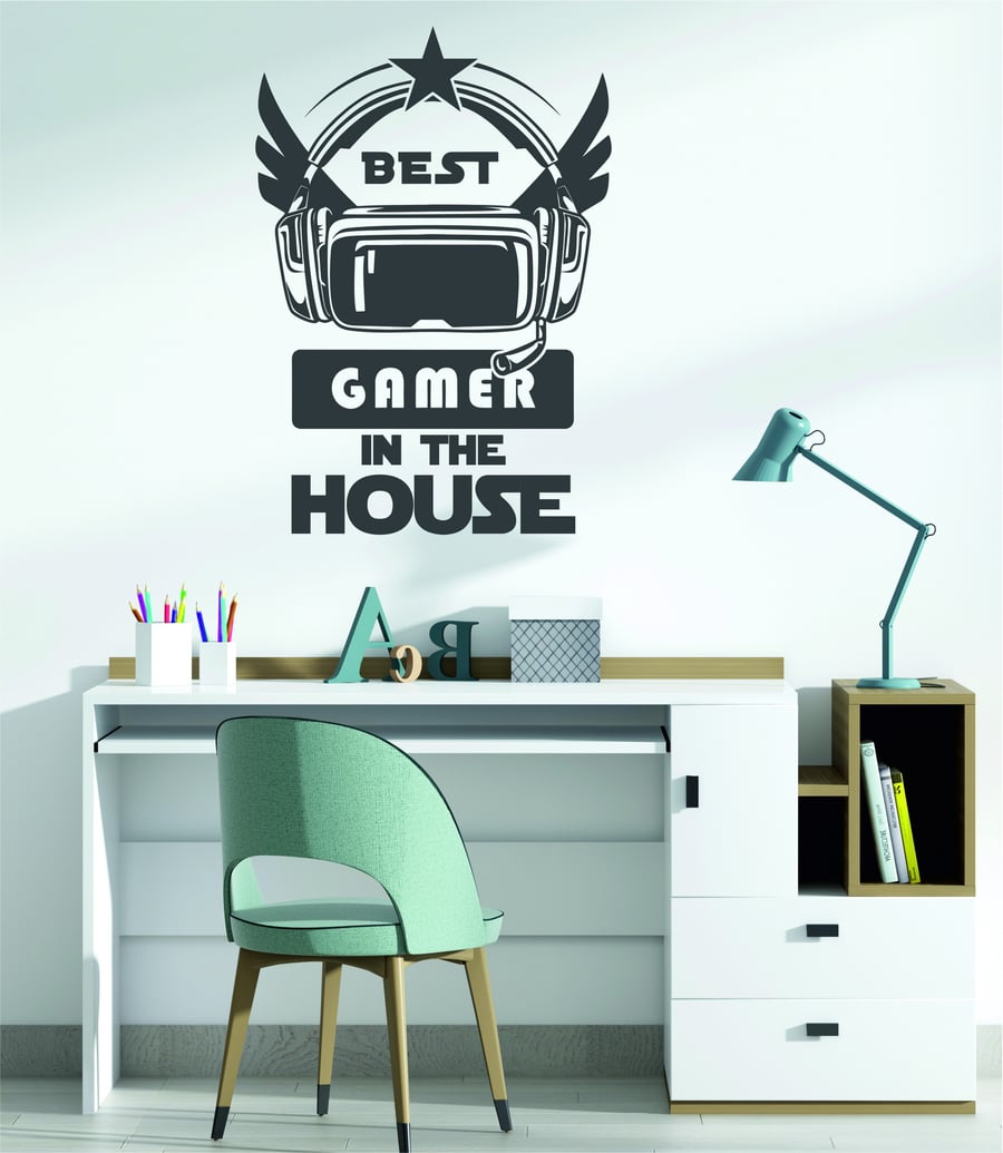 Best Gamer In The House Wall Art Stickers Decals Vinyl Xbox PS Pc Gaming Room