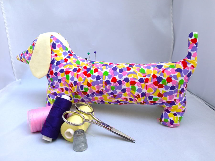 Pin Cushion Sausage Dog in multi colours