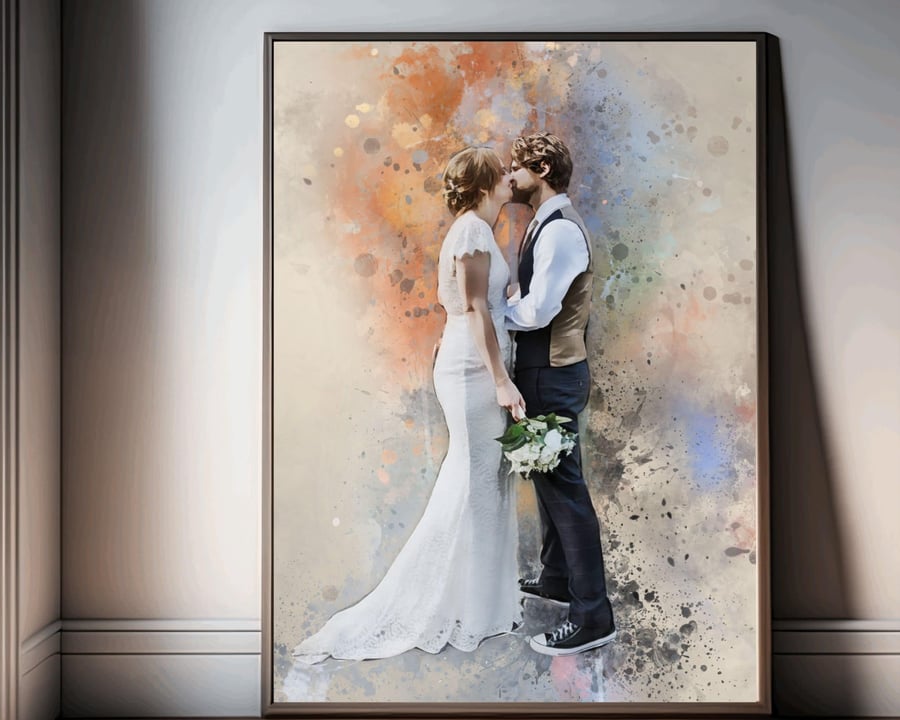 Personalised Painting from Photo, Christmas Gift for Couple, Custom Picture to P