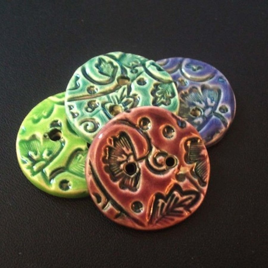 set of four large ceramic buttons