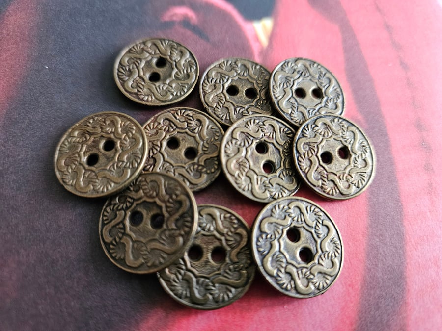 18mm 28L Aged Matt Brass, Olde COPPER buttons Rare Colour