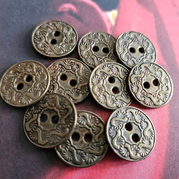 18mm 28L Aged Matt Brass, Olde COPPER buttons Rare Colour