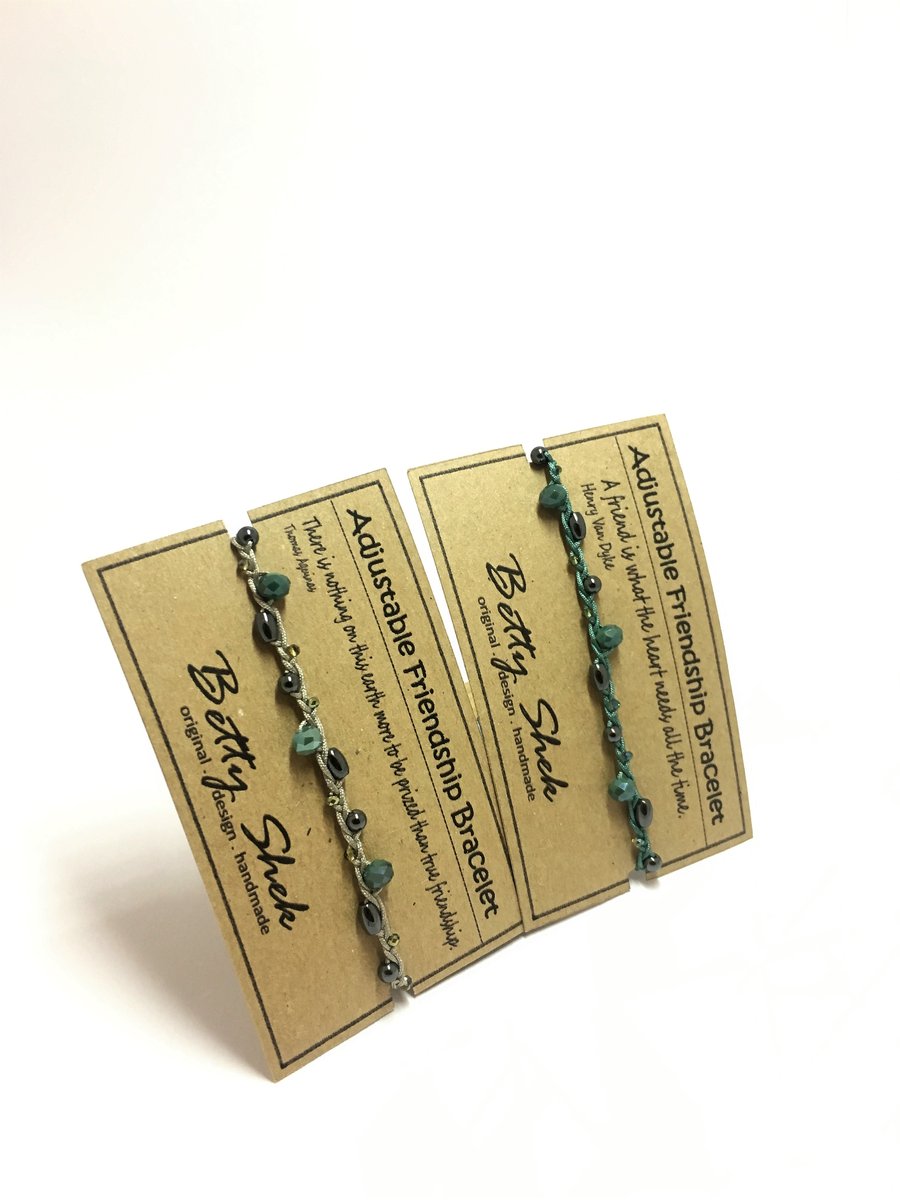 SALE - Faceted Cut Glass Crystals Beads adjustable friendship bracelets 