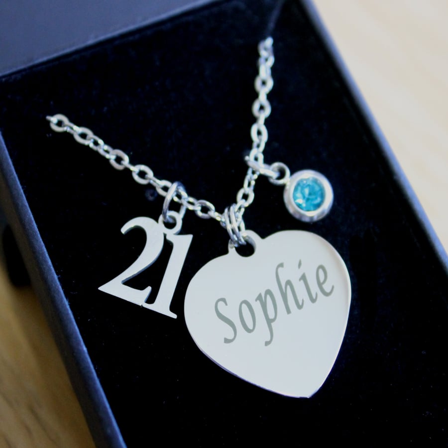 Personalised ENGRAVED 21st Necklace Birthday Keepsake Gifts