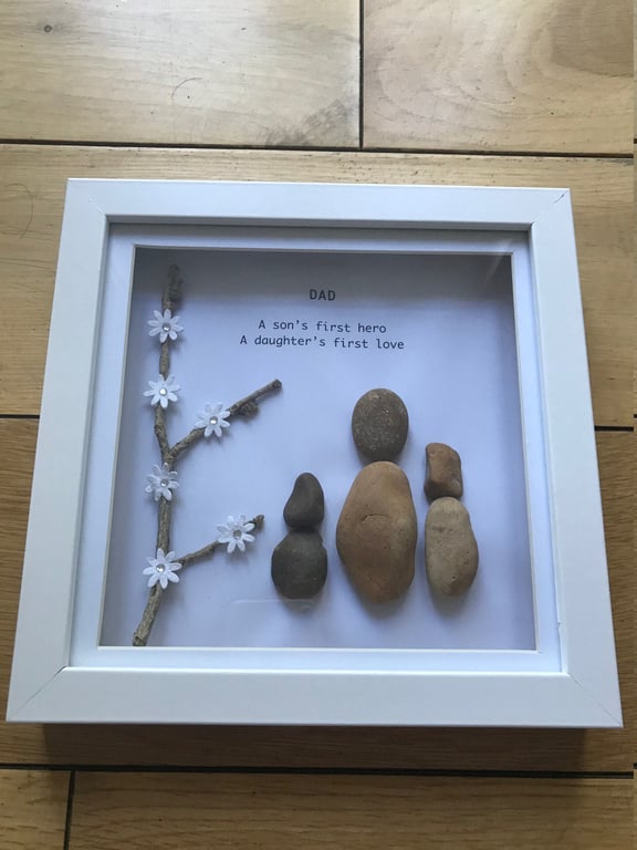 Father's Day Pebble Artwork Frame, Father's Day Gift, Gifts for Him, Pebble Artw