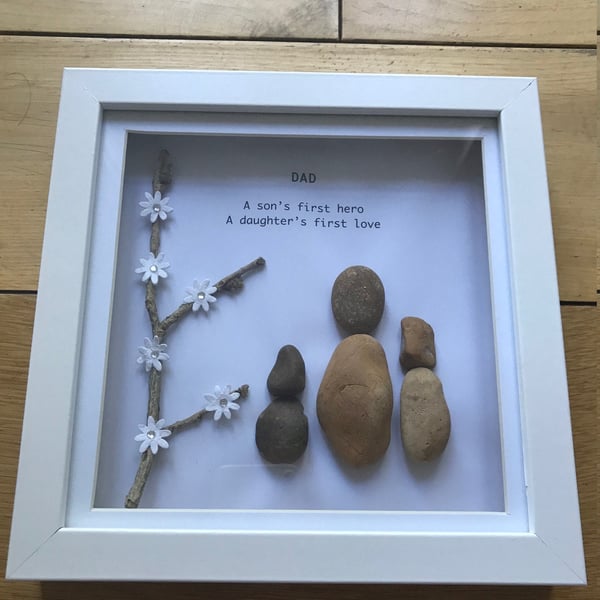 Father's Day Pebble Artwork Frame, Father's Day Gift, Gifts for Him, Pebble Artw