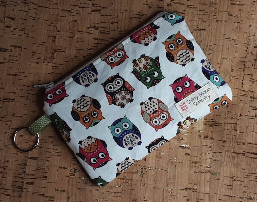 Coin Purse Owl Print Multi Coloured.