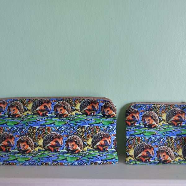 Hedgehogs Cotton Pencil Case & Purse Gift Set 