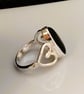Black Agate Ring sterling silver Heart decoration - Image 3
