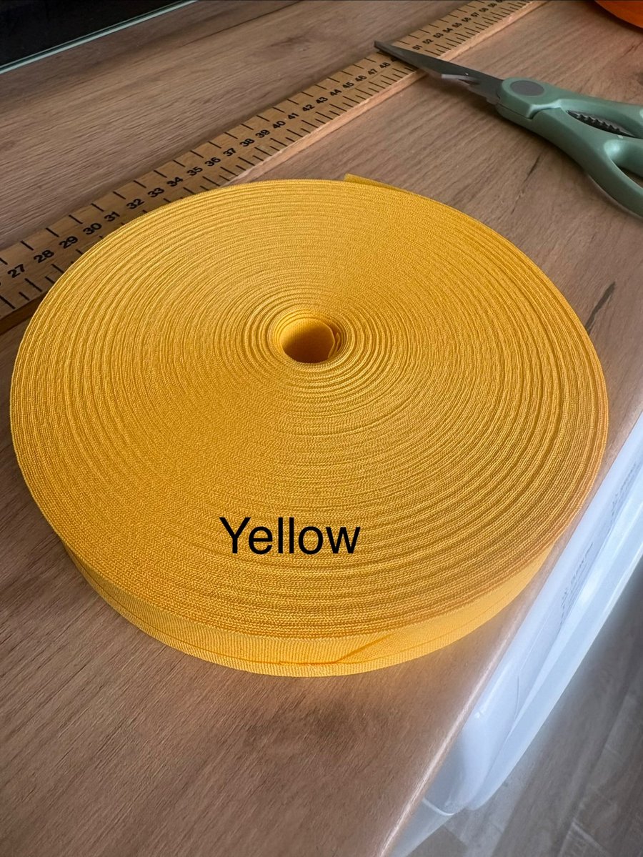 5 meters 1" (25mm) yellow cotton bias binding  Buy 4 get one free