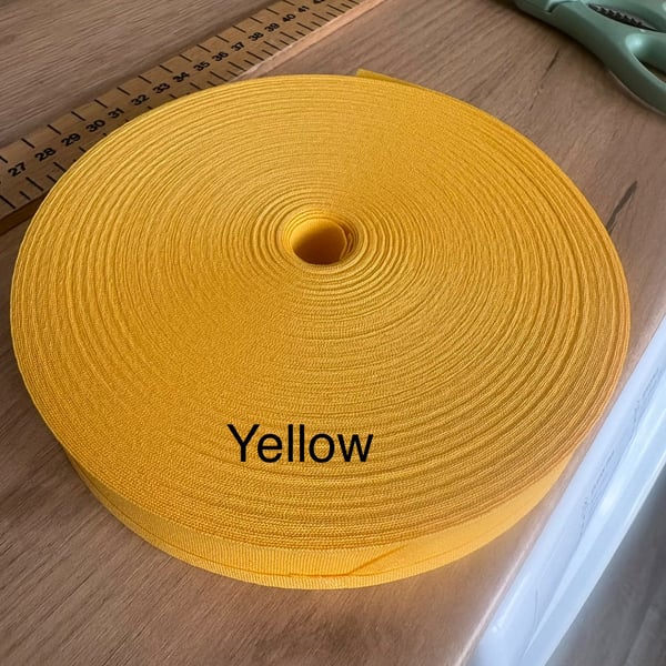 5 meters 1" (25mm) yellow cotton bias binding  Buy 4 get one free