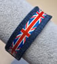 Upcycled Denim Bracelet with Union Jack Ribbon (British and Biker Vibes)  - Image 8