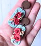 Lily and rose drop earrings 