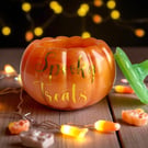 Resin pumpkin jar with lid: Autumn home decor, Halloween candy bowl