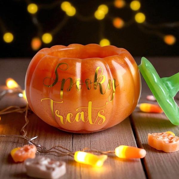 Resin pumpkin jar with lid: Autumn home decor, Halloween candy bowl