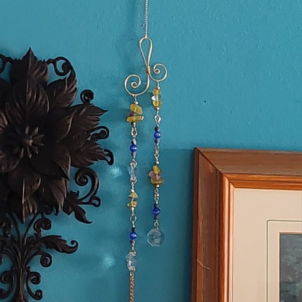 Green and Blue 'Earth' Spiral Sun Catcher Wall Hanging Decoration